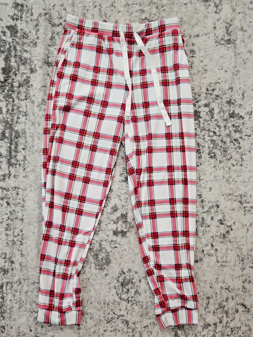 Auden Red & White Plaid Lounge Joggers